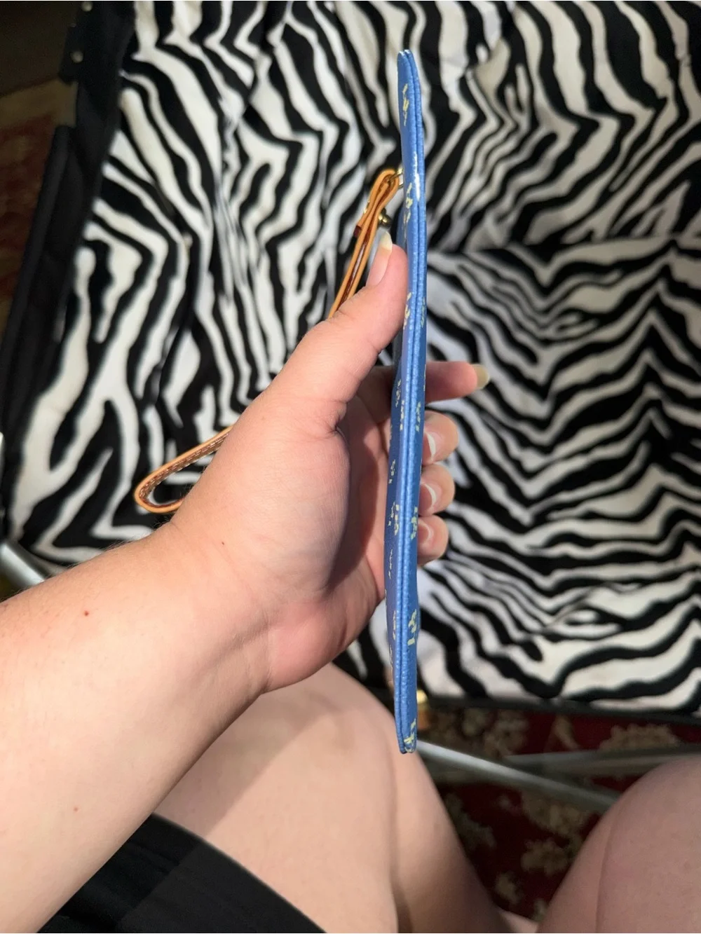 Dooney & Bourke Blue Monogram Wristlet with Gold Accents